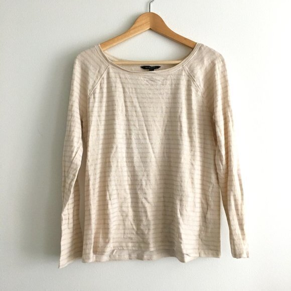 Banana Republic Striped Linen‎ Long Sleeve Crewneck Sweater Womens Size S - Picture 1 of 5